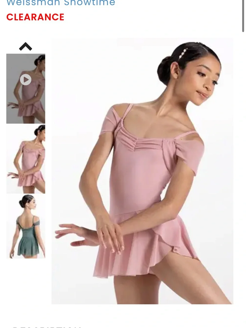 Weissman Green Ballet Dress with Cold-Shoulder Straps Sleeping Beauty